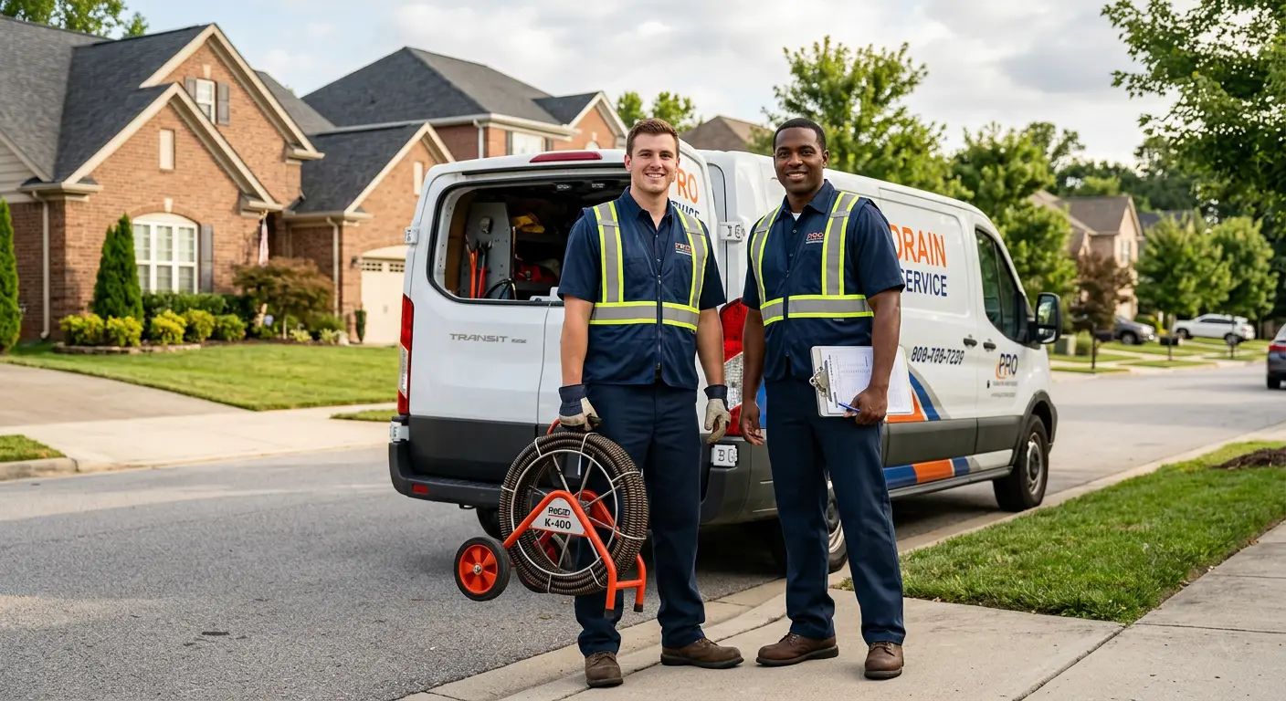 Sewer and drain service team with equipment ready for work in Marbletown