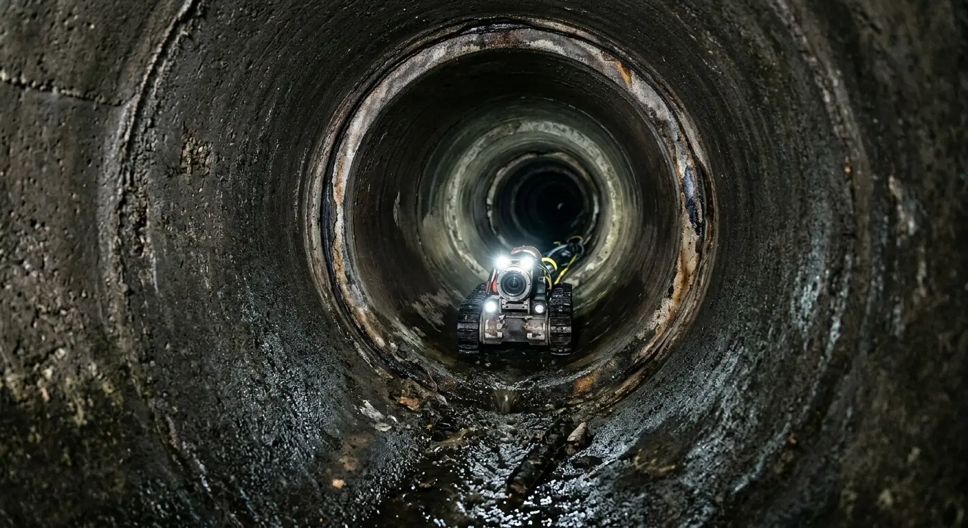 Robotic sewer camera inspecting pipe interior for Sewer Line Repair in Marbletown